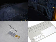 Load image into Gallery viewer, Christian Dior クリスチャンディオール ダブルサドルバッグ トロッター キャンバス レザー ネイビー ゴールド金具 美品 中古 4b005453
