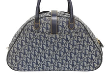 Load image into Gallery viewer, Christian Dior クリスチャンディオール ダブルサドルバッグ トロッター キャンバス レザー ネイビー ゴールド金具 美品 中古 4b005453
