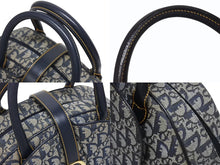 Load image into Gallery viewer, Christian Dior クリスチャンディオール ダブルサドルバッグ トロッター キャンバス レザー ネイビー ゴールド金具 美品 中古 4b005453