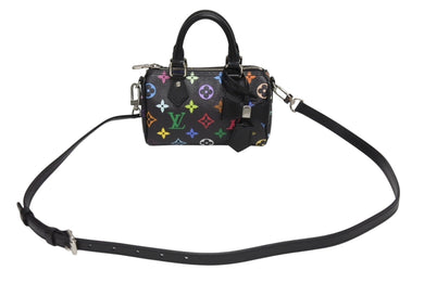 新品同様 LOUIS VUITTON ルイヴィトン ナノスピーディ 村上隆 マルチカラー ブラック 2WAYバッグ M13406 PVC レザー 中古 4b005454