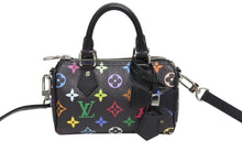 Load image into Gallery viewer, 新品同様 LOUIS VUITTON ルイヴィトン ナノスピーディ 村上隆 マルチカラー ブラック 2WAYバッグ M13406 PVC レザー 中古 4b005454