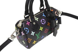 新品同様 LOUIS VUITTON ルイヴィトン ナノスピーディ 村上隆 マルチカラー ブラック 2WAYバッグ M13406 PVC レザー 中古 4b005454
