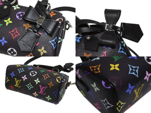 新品同様 LOUIS VUITTON ルイヴィトン ナノスピーディ 村上隆 マルチカラー ブラック 2WAYバッグ M13406 PVC レザー 中古 4b005454