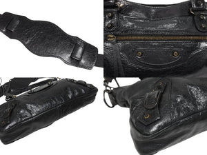 BALENCIAGA バレンシアガ ザ ファースト 2WAYバッグ ハンドバッグ ショルダーバッグ 103208・213048 ブラック 美品 中古 4b005456