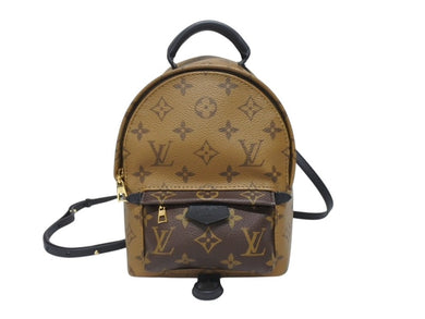 極美品 LOUIS VUITTON ルイヴィトン LV パームスプリングス ミニ モノグラム リバース バックパック M42411 ブラウン 中古 4b005457