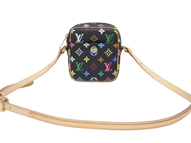 新品同様 LOUIS VUITTON ルイヴィトン モノグラムマルチカラー リフト ショルダーバッグ ブラック M40056 村上隆 中古 4b005458