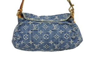 極美品 LOUIS VUITTON ルイヴィトン ミニプリーティ ハンドバッグ M95050 モノグラムデニム レザー ブルー 中古 4b005460
