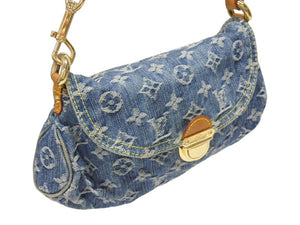 LOUIS VUITTON ルイヴィトン ミニプリーティ ワンショルダーバッグ M95050 モノグラム デニム レザー ゴールド金具 美品 中古 4b005461