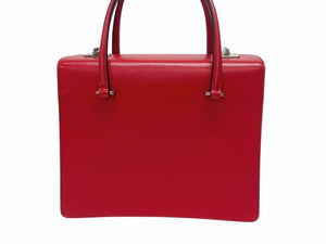 PRADA プラダ プリント sac a main en cuir ショルダーバッグ ハンドバッグ サフィアーノレザー レッド シルバー金具 美品 中古 4b005466