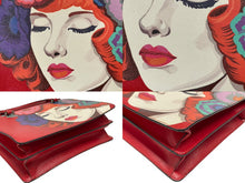 Load image into Gallery viewer, PRADA プラダ プリント sac a main en cuir ショルダーバッグ ハンドバッグ サフィアーノレザー レッド シルバー金具 美品 中古 4b005466