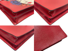 Load image into Gallery viewer, PRADA プラダ プリント sac a main en cuir ショルダーバッグ ハンドバッグ サフィアーノレザー レッド シルバー金具 美品 中古 4b005466