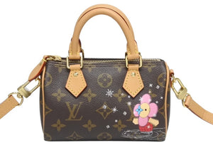 新品同様 LOUIS VUITTON ルイヴィトン 2WAY ショルダーバッグ ヴィヴィエンヌ ナノ スピーディ モノグラム M82624 ブラウン 中古 4b005468