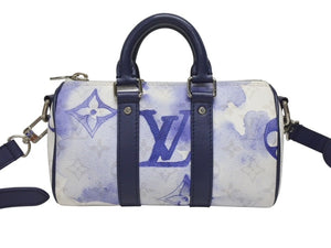 極美品 LOUIS VUITTON ルイヴィトン キーポルXS 2WAY ショルダーバッグ モノグラムウォーターカラー ネイビー ホワイト M45761 中古 4b005469