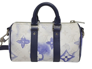 極美品 LOUIS VUITTON ルイヴィトン キーポルXS 2WAY ショルダーバッグ モノグラムウォーターカラー ネイビー ホワイト M45761 中古 4b005469