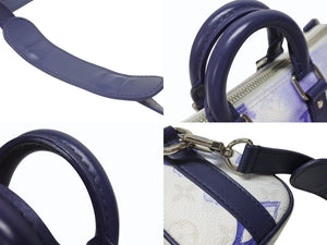 極美品 LOUIS VUITTON ルイヴィトン キーポルXS 2WAY ショルダーバッグ モノグラムウォーターカラー ネイビー ホワイト M45761 中古 4b005469