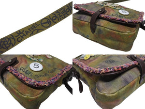 極美品 CHANEL シャネル エンブロイダリー グラフィティ ショルダーバッグ A92789 ココマーク 21番台 カーキ 中古 4b005470