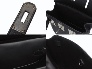 極美品 エルメス HERMES アッカドPM W刻印 ワンショルダーバッグ ブラック トゴ 新型 シルバー金具 中古 4b005472