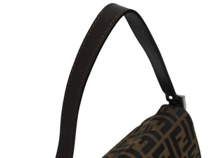 極美品 FENDI フェンディ マンマバケット ワンショルダーバッグ 26325 ズッカ柄 キャンバス レザー ブラウン シルバー金具 中古 4b005475