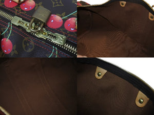 極美品 LOUIS VUITTON ルイヴィトン キーポル45 ボストンバッグ M95011 モノグラム チェリー PVC レザー ブラウン 村上隆 美品 中古 4b005477
