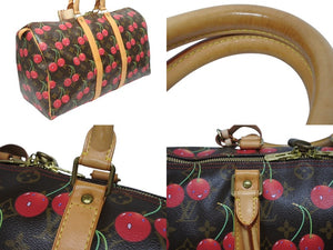 極美品 LOUIS VUITTON ルイヴィトン キーポル45 ボストンバッグ M95011 モノグラム チェリー PVC レザー ブラウン 村上隆 美品 中古 4b005477