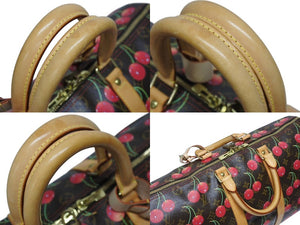 極美品 LOUIS VUITTON ルイヴィトン キーポル45 ボストンバッグ M95011 モノグラム チェリー PVC レザー ブラウン 村上隆 美品 中古 4b005477