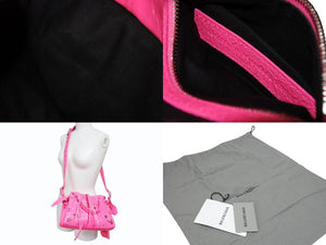 極美品 BALENCIAGA バレンシアガ ネオカゴールxs ショルダーバッグ ハンドバッグ 2way 700940レザー ピンク 中古 4b005478