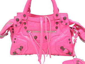 極美品 BALENCIAGA バレンシアガ ネオカゴールxs ショルダーバッグ ハンドバッグ 2way 700940レザー ピンク 中古 4b005478