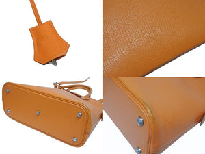 HERMES エルメス ボリード31 ハンドバッグ シェーブル □K刻印 オレンジ シルバー金具 中古 4b005481