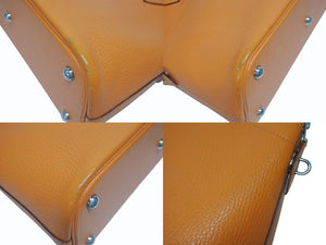 HERMES エルメス ボリード31 ハンドバッグ シェーブル □K刻印 オレンジ シルバー金具 中古 4b005481
