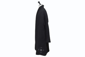 CHROME HEARTS クロムハーツ ロングカーディガン サイズL CHプラス クロスレザーパッチ カシミヤ ウール シルバー925 美品 中古 4b005487