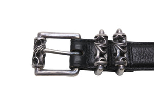 CHROME HEARTS クロムハーツ BLT ROLLER 3PC 1.0 ローラーベルト サイズ36 ブラック レザー シルバー925 美品 中古 4b005489