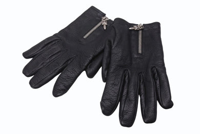 CHROME HEARTS クロムハーツ DGR ZIP GROVE ダガージップ レザーグローブ 手袋 サイズ9 シルバー925 ブラック 美品 中古 4b005490