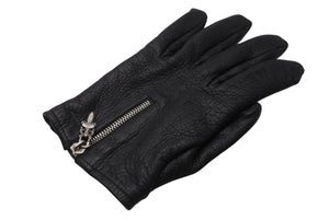 CHROME HEARTS クロムハーツ DGR ZIP GROVE ダガージップ レザーグローブ 手袋 サイズ9 シルバー925 ブラック 美品 中古 4b005490
