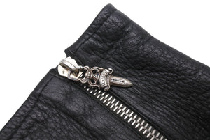 CHROME HEARTS クロムハーツ DGR ZIP GROVE ダガージップ レザーグローブ 手袋 サイズ9 シルバー925 ブラック 美品 中古 4b005490