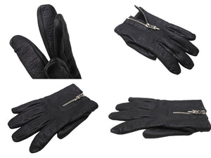 CHROME HEARTS クロムハーツ DGR ZIP GROVE ダガージップ レザーグローブ 手袋 サイズ9 シルバー925 ブラック 美品 中古 4b005490
