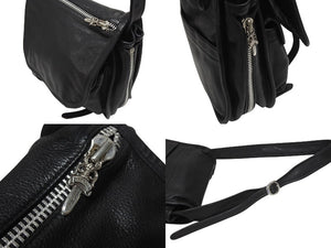 極美品 CHROME HEARTS クロムハーツ メールバッグ ショルダーバッグ ガンスリンガー ダガージップ レザー シルバー925 ブラック 中古 4b005496