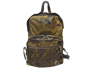 極美品 CHROME HEARTS クロムハーツ 7THグレード カモフラージュ リュック セメタリー クロスパッチ レザー カモ柄 迷彩 シルバー925 中古 4b005499