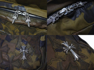 極美品 CHROME HEARTS クロムハーツ 7THグレード カモフラージュ リュック セメタリー クロスパッチ レザー カモ柄 迷彩 シルバー925 中古 4b005499