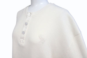 CHROME HEARTS クロムハーツ サーマル 半袖Tシャツ サイズL アイボリー コットン シルバ−925 CHロゴ刺繍 美品 中古 4b005504