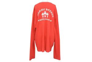 CHROME HEARTS クロムハーツ サーマル 長袖Tシャツ サイズXXL レッド コットン シルバ−925 セメタリークロス刺繍 美品 中古 4b005505