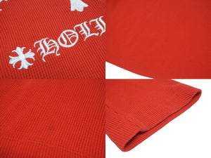 CHROME HEARTS クロムハーツ サーマル 長袖Tシャツ サイズXXL レッド コットン シルバ−925 セメタリークロス刺繍 美品 中古 4b005505