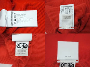 CHROME HEARTS クロムハーツ サーマル 長袖Tシャツ サイズXXL レッド コットン シルバ−925 セメタリークロス刺繍 美品 中古 4b005505