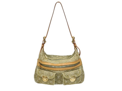 LOUIS VUITTON ルイヴィトン バギーPM ショルダーバッグ M95213 モノグラムデニム カーキ ゴールド 美品 中古 4b005519