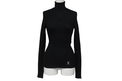 極美品 LOUIS VUITTON ルイヴィトン 長袖ニットセーター RW211W IQS FGKL22 サイズXS ウール シルク ブラック ロゴ 中古 4b005525