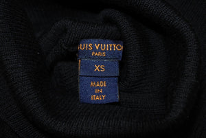 極美品 LOUIS VUITTON ルイヴィトン 長袖ニットセーター RW211W IQS FGKL22 サイズXS ウール シルク ブラック ロゴ 中古 4b005525