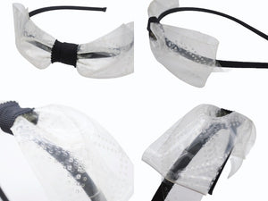 CHANEL シャネル カチューシャ ヘアバンド ココマークリボン18S刻印 クリア ブラック PVC 美品 中古 4b005527