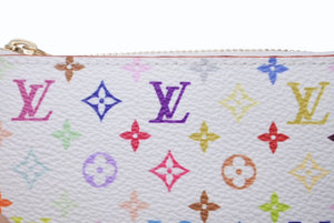 新品未使用 LOUIS VUITTON ルイヴィトン LVxTM スマホ フォンホルダー 村上隆 2025SS ホワイト マルチカラー PVC ゴールド金具 中古 4b005530