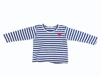 PLAY COMME des GARCONS KIDS プレイ コムデギャルソンキッズ BORDER LS TEE 長袖Tシャツ ホワイト ブルー 中古 4b005531