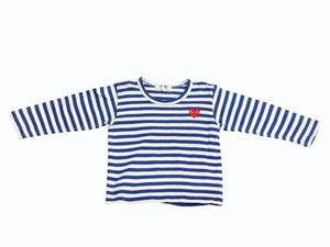 PLAY COMME des GARCONS KIDS プレイ コムデギャルソンキッズ BORDER LS TEE 長袖Tシャツ ホワイト ブルー 中古 4b005531