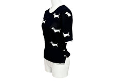 Load image into Gallery viewer, 極美品 THOM BROWNE トムブラウン ニット・セーター ネイビー ホワイト コットン ナイロン FKA444A-Y3006-415 中古 4b005537